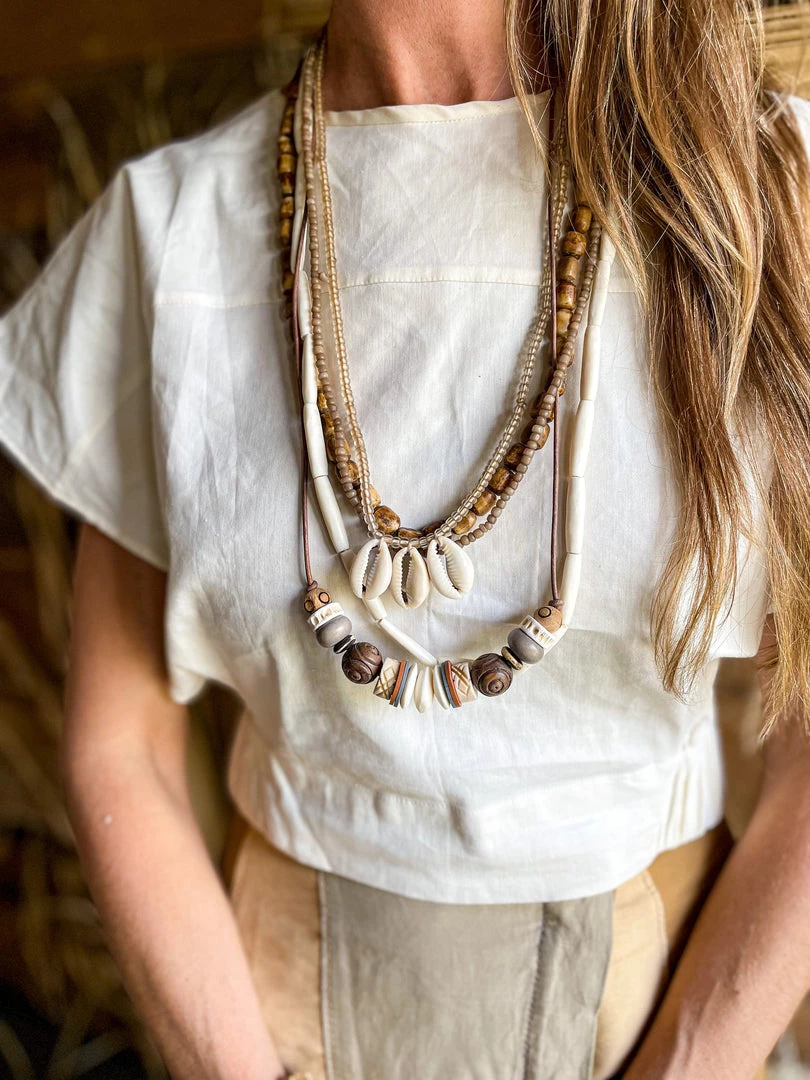 Twine + Twig Cowrie Layer Necklace Set | Tribal Cowrie Collection 3 Twine + Twig Cowrie Layer Necklace Set | Tribal Cowrie Collection