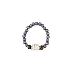 Twine + Twig Cowrie Collection Single Stack Bracelet | Gray Tribal