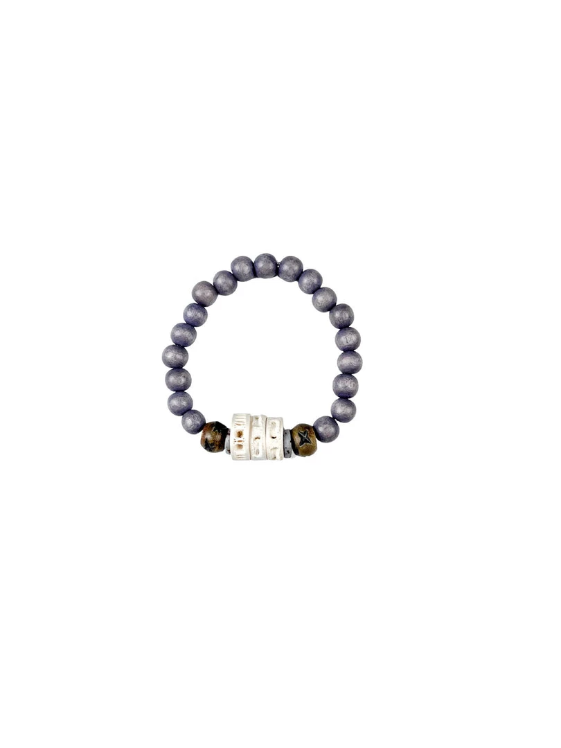 Twine + Twig Cowrie Collection Single Stack Bracelet | Gray Tribal 1 Twine + Twig Cowrie Collection Single Stack Bracelet | Gray Tribal