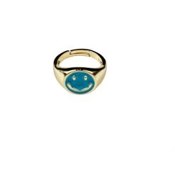 Twine + Twig Smiley Face Ring | Teal