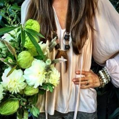 Twine + Twig B+W Collection Antler Double Tip Necklace | White