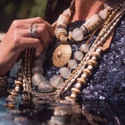 Twine + Twig B+W Collection Mid Brass Pendant Necklace | Ivory