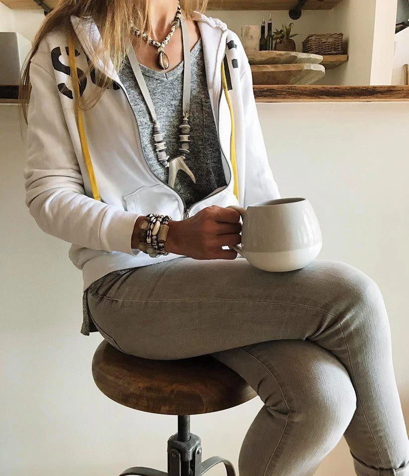 Twine + Twig Neutral Collection Antler Slim Tip Necklace | Gray 4 Twine + Twig Neutral Collection Antler Slim Tip Necklace | Gray