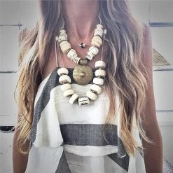 Twine + Twig B+W Collection Mid Brass Pendant Necklace | Batik Black 9 Twine + Twig B+W Collection Mid Brass Pendant Necklace | Batik Black