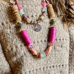 Twine & Twig Slim Peace Pendant Necklace | Pink + Pavé Pink + Pavé Collection