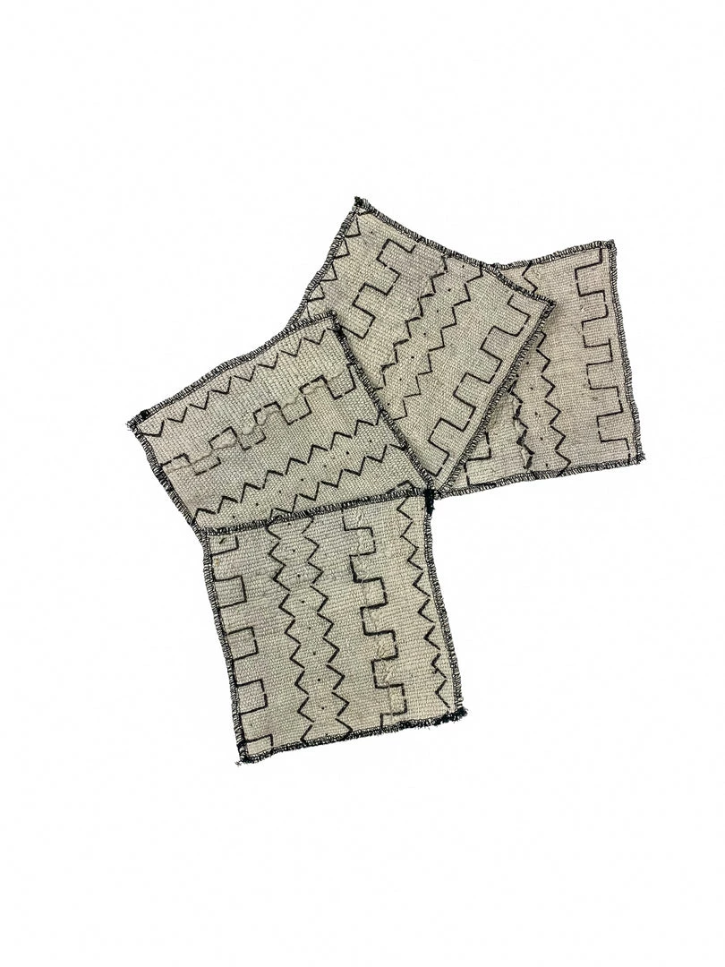 Twine + Twig Cowrie Collection Cocktail Napkin Set | White Tribal 1 Twine + Twig Cowrie Collection Cocktail Napkin Set | White Tribal