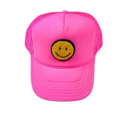 Twine + Twig Smiley Face Trucker Hat | Pink Teen Collection