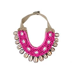 Twine & Twig Sales 55 Twine + Twig Tropic Collection Cowrie Collar Necklace | Hot Pink
