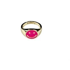 Twine + Twig Smiley Face Ring | Hot Pink