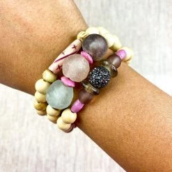 Twine & Twig Pink + Pavé Collection Trio Stack Bracelet Set | Pink + Pavé