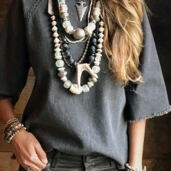 Twine + Twig Metallic Layer Necklace Set Charlotte Football Club