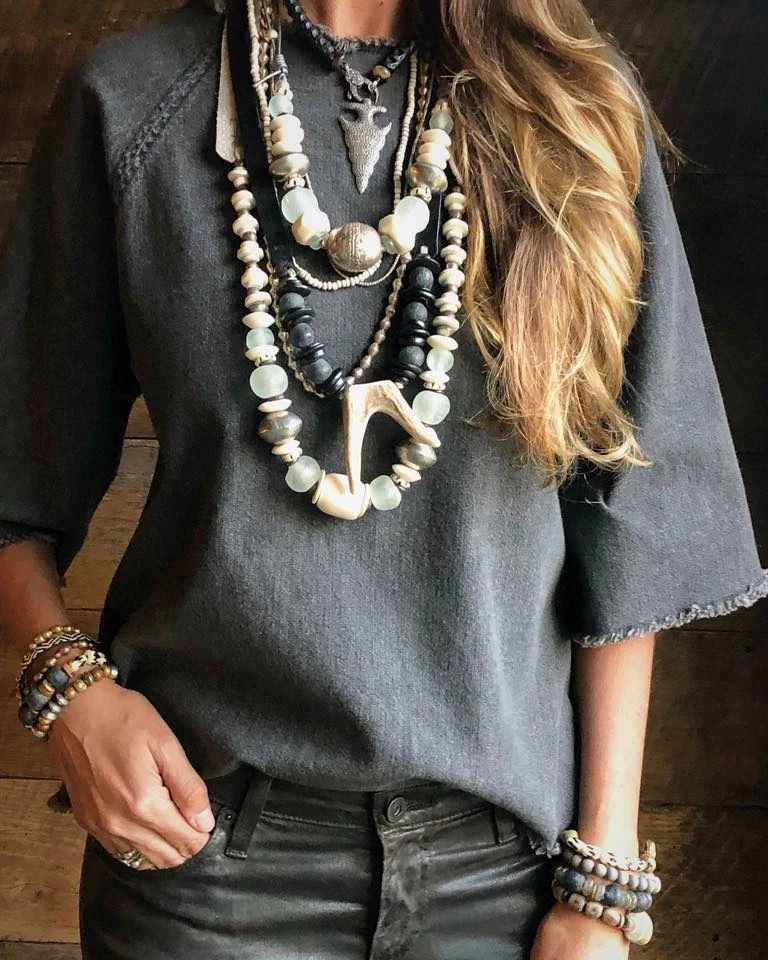 Twine + Twig Neutral Collection Antler Slim Tip Necklace | Gray 6 Twine + Twig Neutral Collection Antler Slim Tip Necklace | Gray