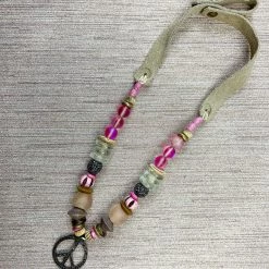 Twine & Twig Slim Peace Pendant Necklace | Pink + Pavé Pink + Pavé Collection