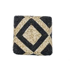 Twine + Twig Cowrie Collection Large Beaded Box | Black & Natural