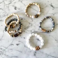 Twine + Twig Stone Collection Trio Stack Bracelet Set | Stone