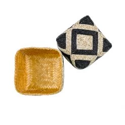 Twine + Twig Cowrie Collection Large Beaded Box | Black & Natural