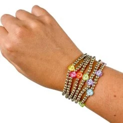 Twine + Twig Gold Smiley Face Bracelet | Orange