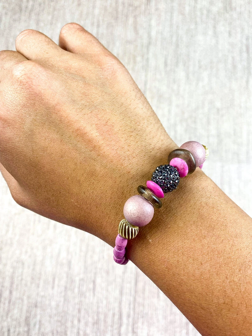 Twine & Twig Tribal Stack Bracelet | Pink + Pavé Pink + Pavé Collection 2 Twine & Twig Tribal Stack Bracelet | Pink + Pavé Pink + Pavé Collection
