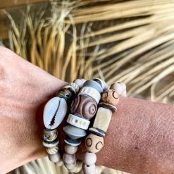 Twine + Twig Cowrie Collection Trio Stack Bracelet Set | Cowrie