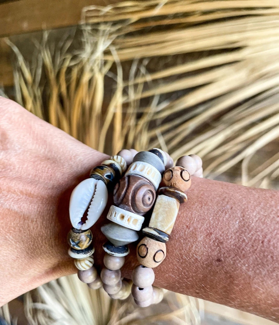 Twine + Twig Cowrie Collection Trio Stack Bracelet Set | Cowrie 2 Twine + Twig Cowrie Collection Trio Stack Bracelet Set | Cowrie