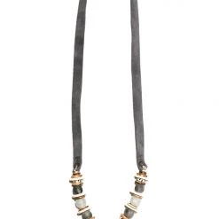 Twine + Twig Neutral Collection Antler Slim Tip Necklace | Gray