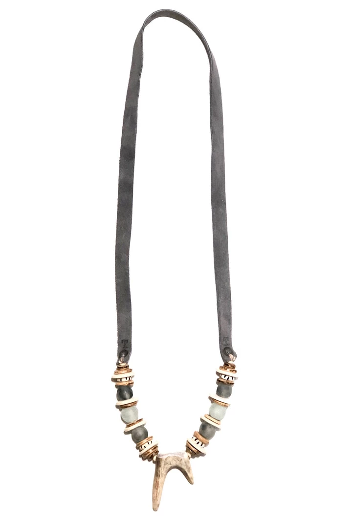 Twine + Twig Neutral Collection Antler Slim Tip Necklace | Gray 1 Twine + Twig Neutral Collection Antler Slim Tip Necklace | Gray
