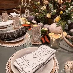 Twine + Twig Cowrie Collection Rattan Placemat With Cowrie Shell - White | Set Of 4