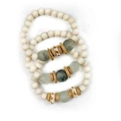 Twine + Twig Trio Stack Bracelet Set | White Tones Collection