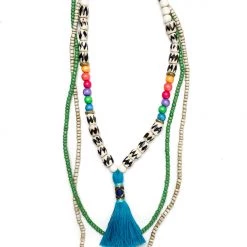 Twine + Twig Tween Tassel Necklace Set | Blue