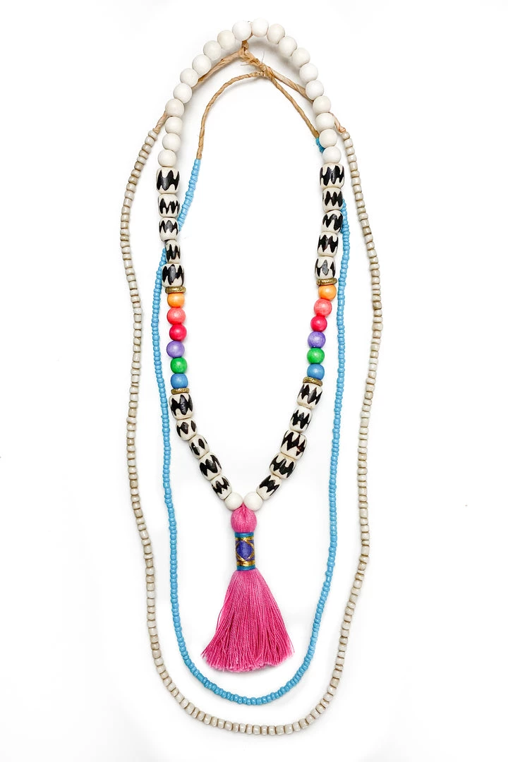Twine + Twig Teen Collection Tween Tassel Necklace Set | Pink 1 Twine + Twig Teen Collection Tween Tassel Necklace Set | Pink