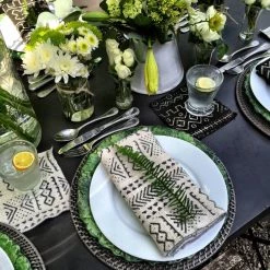Twine + Twig Dinner Napkin Set | Black Tribal Cowrie Collection
