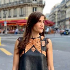 Twine & Twig Apparel Rocio G Woven Vest | Black + Camel