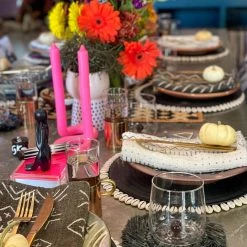 Twine + Twig Straw Raffia Placemats With Fringe - Black | Set Of 4 9 Twine + Twig Straw Raffia Placemats With Fringe - Black | Set Of 4