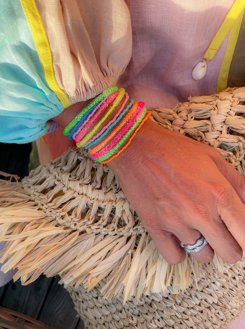 Twine + Twig Teen Collection Simple Seed Bracelet | Electric Yellow 3 Twine + Twig Teen Collection Simple Seed Bracelet | Electric Yellow