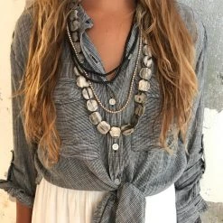 Twine + Twig Gray Layer Necklace Set Charlotte Football Club