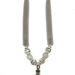 Twine + Twig Triple Tassel Horse Hair Necklace | Mist Batik