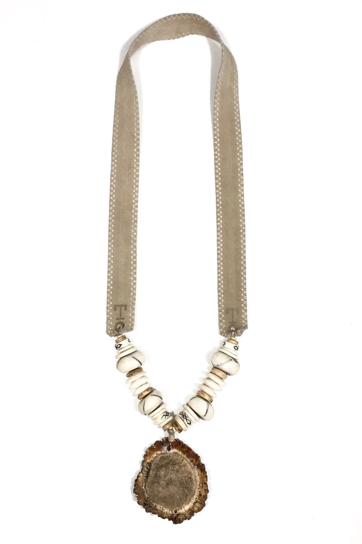 Twine + Twig Antler Burr Necklace | B+ W 6 Twine + Twig Antler Burr Necklace | B+ W