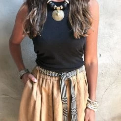 Twine + Twig B+W Collection Mid Brass Pendant Necklace | Batik Black 8 Twine + Twig B+W Collection Mid Brass Pendant Necklace | Batik Black