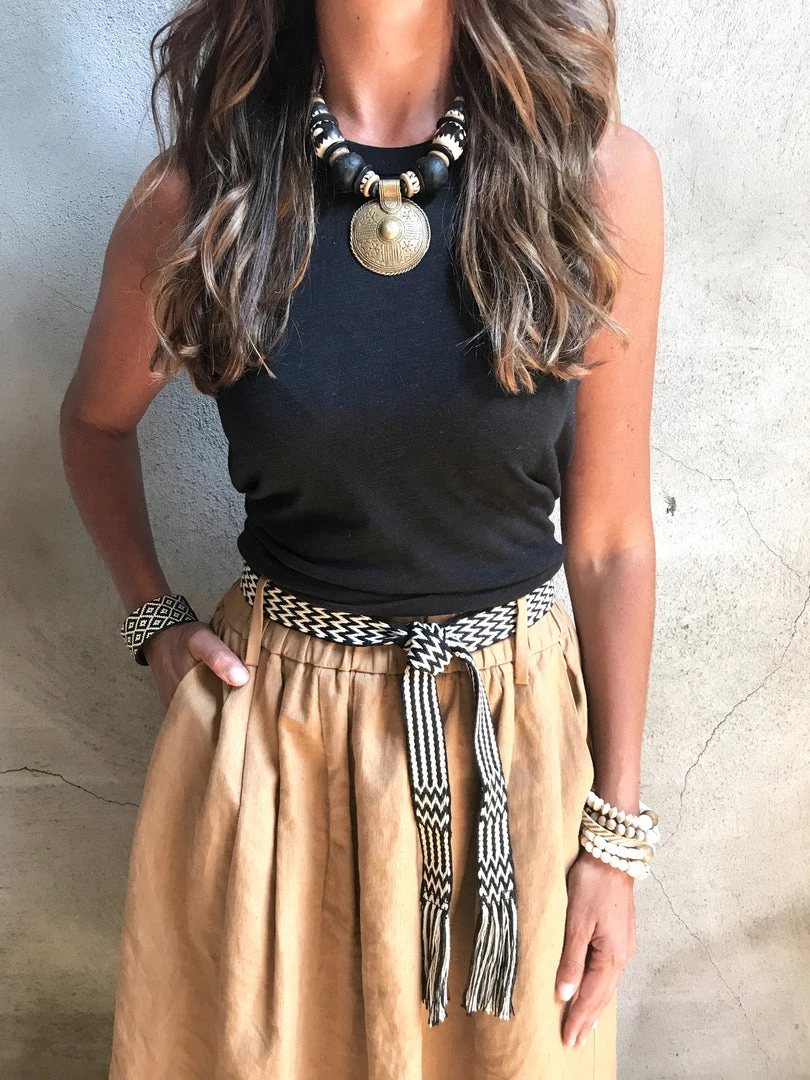 Twine + Twig B+W Collection Mid Brass Pendant Necklace | Batik Black 3 Twine + Twig B+W Collection Mid Brass Pendant Necklace | Batik Black