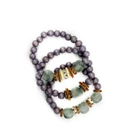 Twine + Twig Neutral Collection Trio Stack Bracelet Set | Gray