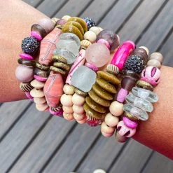 Twine & Twig Pavé Stack Bracelet | Pink + Pavé