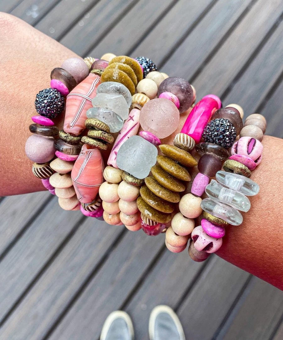 Twine & Twig Pink + Pavé Collection Single Stack Bracelet | Pink + Pavé 4 Twine & Twig Pink + Pavé Collection Single Stack Bracelet | Pink + Pavé