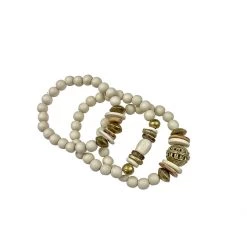 Twine + Twig Trio Stack Bracelet Set | White + Gold Bracelets