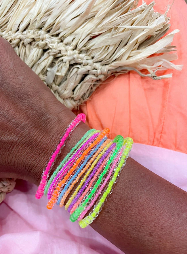 Twine + Twig Thin Seed Bracelet Set | Electric 3 Twine + Twig Thin Seed Bracelet Set | Electric