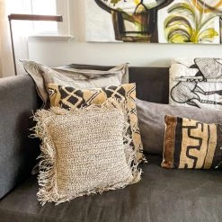 Twine + Twig Lumbar Straw Raffia Pillow Cover Cowrie Collection 9 Twine + Twig Lumbar Straw Raffia Pillow Cover Cowrie Collection