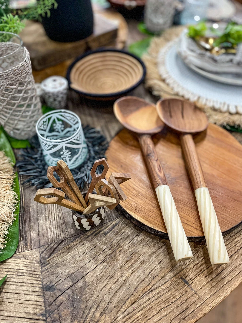 Twine + Twig Bowl + Spoon Set | Batik 7 Twine + Twig Bowl + Spoon Set | Batik