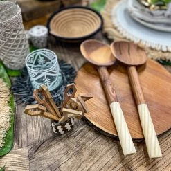 Twine + Twig Antelope Antler Salad Servers Cowrie Collection