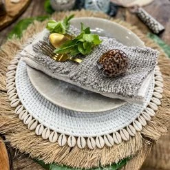 Twine + Twig Cowrie Collection Rattan Placemat With Cowrie Shell - White | Set Of 4 8 Twine + Twig Cowrie Collection Rattan Placemat With Cowrie Shell - White | Set Of 4
