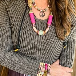 Twine & Twig Stacked Classic Necklace | Pink + Pavé
