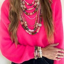Twine & Twig Layered Classic Necklace | Pink + Pavé Pink + Pavé Collection